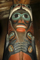 Carved wooden Totem pole detail