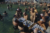 Szechenyi Furdo.  Chess players in thermal baths of spa.