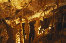 Deer Cave interior with stalactites and stalagmites.