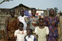 Group portrait of husband and wife  daughter and grandchildren.