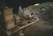 Illegal use of mercury in gold mine causing pollution. Brasil Brazil