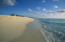 Shoreline of quiet sandy beach.