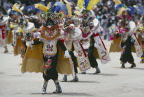 Carnival masqueraders in colourful animal costumesColorful