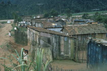 Favela slum area with children in foreground.shanty town Brasil Brazil