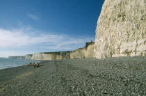 Peeble beach and a long section of cliff face.