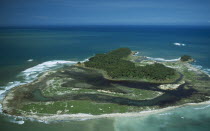 Indonesia, Tsunami, Aceh Province, Island with brackish water after and destroyed vegetation after December 2004.