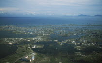 Indonesia, Tsunami, Aceh Province, Aerial shot looking down on flooded Banda Aceh 5 months after December 2004.