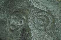 Detail of Petroglyphs  rock carving   Rio Platano Biosphere Reserve.