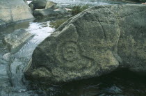 Petroglyphs  rock carving  Rio Platano Biosphere Reserve.