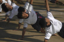 Tako Elemetary School Undoukai or Sports Day. 6th grade boys perform massed exercises27 September 2003