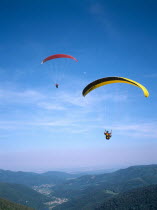 Paragliders decending from Ballon de l Alsace