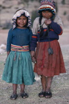 Two young girls from Amantani island.