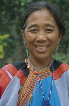 Portrait of Lisu tribeswoman in traditional dress