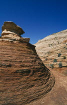 Eroded red coloured rock formations