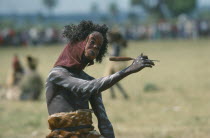 Masked dancer at Bapende tribe Gunga Festival. Zaire