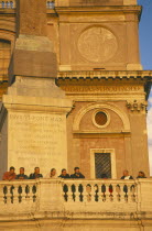 People watching sunset fromTrinita dei Monti sixteenth century church at the top of the Spanish Steps.