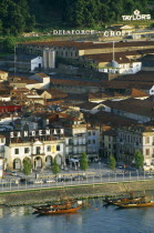 Portugal, Porto, Oporto, Vila Nova de Gaia port lodges or armazens of Croft, Delaforce and Sandeman beside the River Douro.