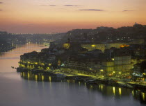 City and the Douro River at sunset. Porto