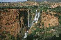 Waterfalls of the Olives.  View towards top of multiple falls cascading over rocks into natural pools.