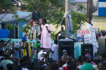 Singer and guitarist with sound system at Easterval Easter Carnival in Clifton