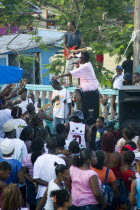 Singer and guitarist with sound system at Easterval Easter Carnival in Clifton