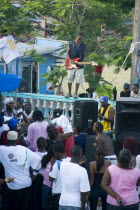 Guitarist and sound system at Easterval Easter Carnival in Clifton