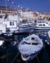 Moored boats in the harbourRovigno  Rovigno