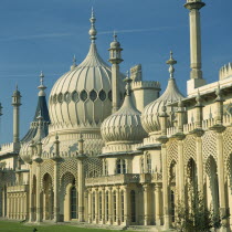 Pavilion  frontage  central section showing columns and domes Great Britain Northern Europe UK United Kingdom British Isles European History Pavillion