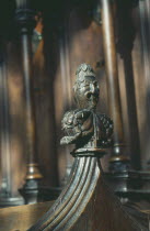 Boston Stump  Boston Choir Stalls. Detail of elaborate wooden carving