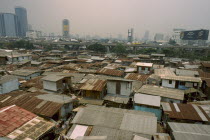 View over the roof tops of Klong Toey slum housing area