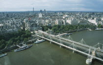 View over the skyline and river Thames from the London Eye.