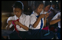 Crocheting class at rural girls school.