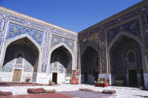 Tillya Kari Madrassah courtyard with shops in ornate archways