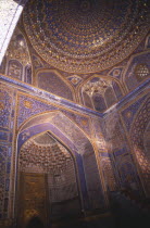 Tillya Kari Mosque interior of the elaborately decorated Dome and walls