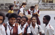 Children Leaving the school playground to go home