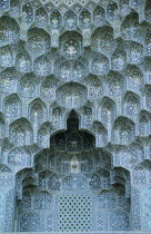 Mosque detail of blue tiled arch Esfahan  Isfahan