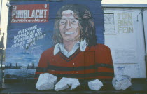 Bobby Sands mural on Sinn Fein headquarters on the Falls Road  corner of Sevastapol street.Nationalist