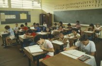 School kids in classroom.