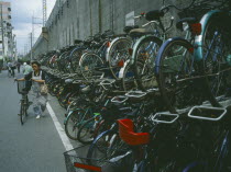 Multi layer bicycle parking in a side street