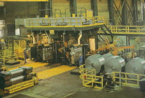 Volta Redonda Steel Mill factory interior with workers.