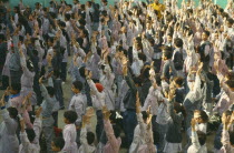 Morning exercises in state school yard