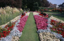 Southover Grange Gardens. Colourful formal flower bed displaysColorful European Great Britain Northern Europe UK United Kingdom