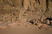 Ruins of Temple of Mut at foot of Gebel Barkal built by the Pharoah Taharqa in the 680s BC.  UNESCO World Heritage site. Jebel Barkal