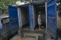 Young girl at latrines in slum area.sanitationhygiene Dacca