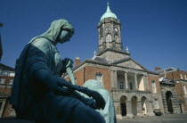 Dublin Castle upper yard and side view of the Genealogical Office and Bedford Tower with statue in the foregroundEire Republic Ireland Eire Republic Ireland Eire Republic Ireland Eire Republic Ire...