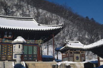 Sorak Mountains.  Shinhungsa Temple.  Inner courtyard of Zen meditation temple first built in 653 AD.  Rebuilt in 1645 and again after the Korean War.