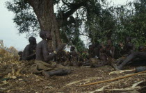 Mursi tribe attending tribal prayer meeting.Pastoral tribe aka Murzu