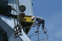 Maintenance worker at Doan Xa container terminal.