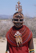 Samburu woman in traditional pre-nuptial dress and jewellery.