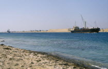 Container ship on the Suez Canal.